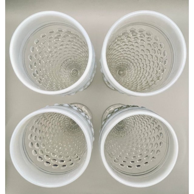 Glass Mid 20th Century Fenton Opalescent Hobnail Footed Glasses- Set of 4 For Sale - Image 7 of 9