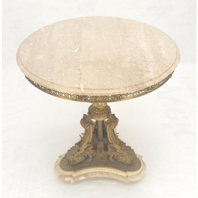 Maison Jansen Marble & Bronze Base Fine Gueridon Side End Lamp Stand Mint For Sale - Image 4 of 11