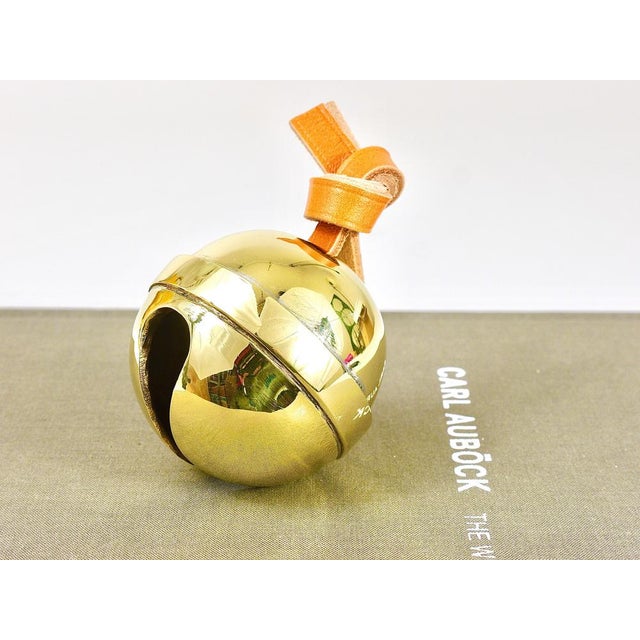 Carl Auböck Handcrafted Jingle Bell #5039 Paperweight in Brass, Leather attributed to Carl Auböck, Austria, 2022 For Sale - Image 4 of 18