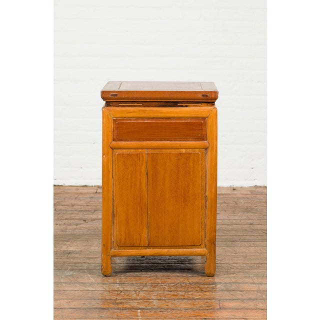 Chinese Chinese Vintage Two-Toned Side Table with Single Drawer and Double Doors For Sale - Image 3 of 13