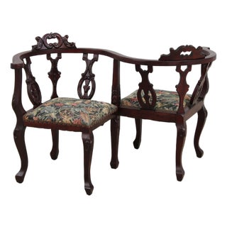 Vintage Victorian Style Tete Tete Courting Chair For Sale