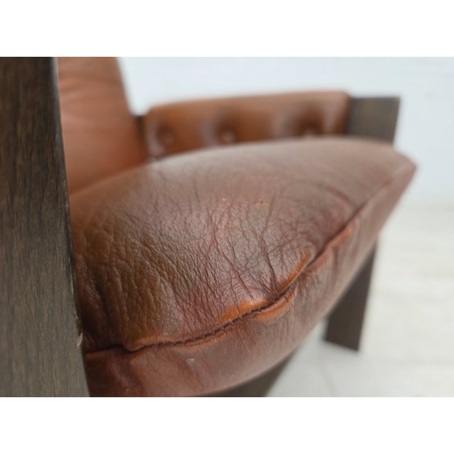 Vintage Scandinavian Lounge Chair in Furniture Leather, 1970s For Sale - Image 4 of 18