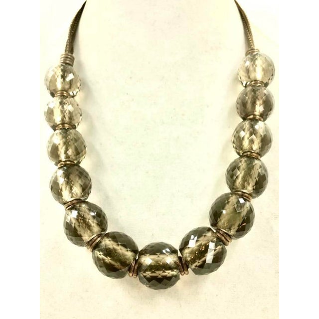 1990s 1990s 90s Stephen Dweck Necklace Smoky Quartz Beads Faceted Statement Bronze Gemstone For Sale - Image 5 of 12