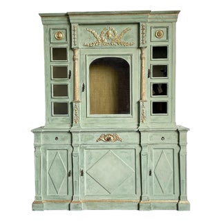 Vintage Neoclassical Gilt Tipped Wire Cabinet For Sale
