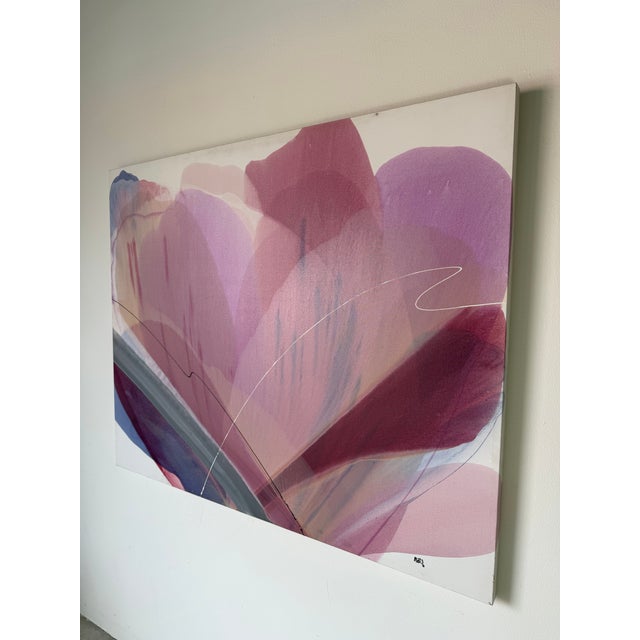 Large 1980s Vintage Marj Expressionist Abstract Acrylic on Canvas Painting – Unframed For Sale - Image 4 of 12