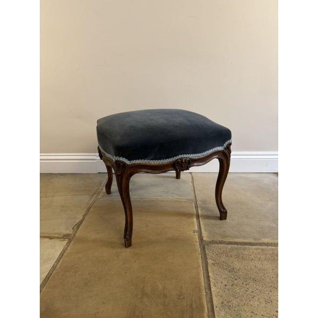 Brown Antique Victorian Carved Walnut Freestanding Stool, 1880s For Sale - Image 8 of 8