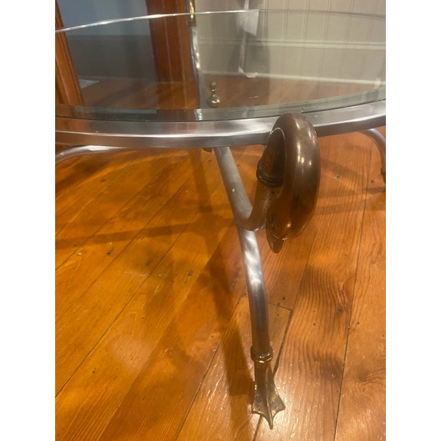 Metal 1960s Vintage Maison Jansen Style Steel & Brass Swan Head Coffee Table Circa 1960’s For Sale - Image 7 of 10