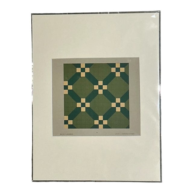Vintage Green Geometric Tile Design Serigraph For Sale In West Palm - Image 6 of 12