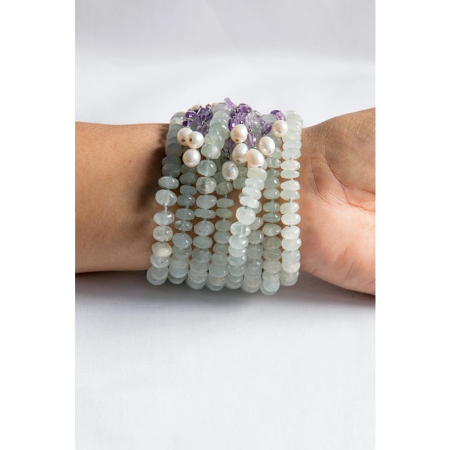 Light Green 1990s Iradj Moini light green gemstone, amethyst bracelet For Sale - Image 8 of 11