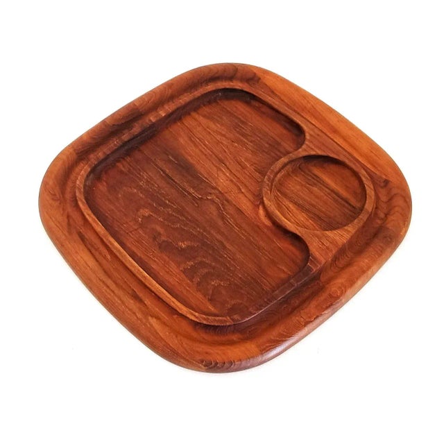 1970s Mid 20th Century Dansk Teak Wood Snack Tray With Bowl by Jens H Quistgaard For Sale - Image 5 of 12