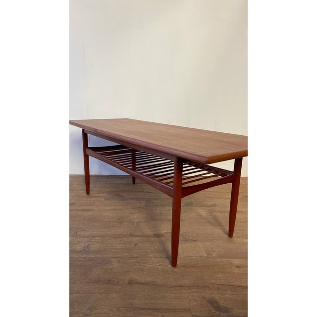 Mid-Century Modern Danish Teak Coffee Table with Slatted Shelf, 1960s For Sale - Image 17 of 18