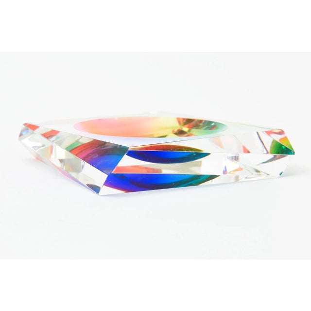 Op Art Rainbow Lucite Angled Bowl Style of Victor Vasarely, 1990's For Sale - Image 10 of 10