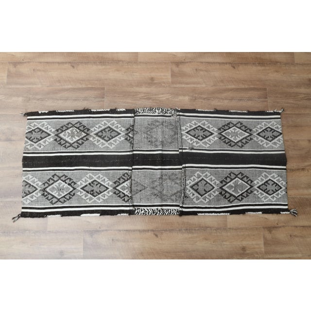 1970s Vintage Turkish Handmade Wool Cotton Gray Kilim Runner Rug For Sale In San Francisco - Image 6 of 11