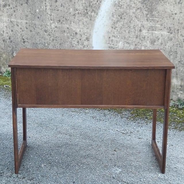 Brown Mid-Century Desk with Oak Finish, France, 1970 For Sale - Image 8 of 10