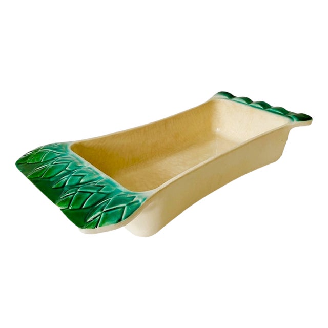 Vintage Majolica Asparagus Dish from Breton, 1950s For Sale