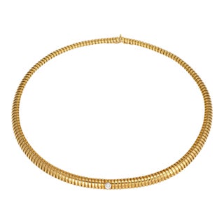 C1988 Tiffany & Co Tubogas Necklace Diamond 18k Yellow Gold Choker Picasso For Sale