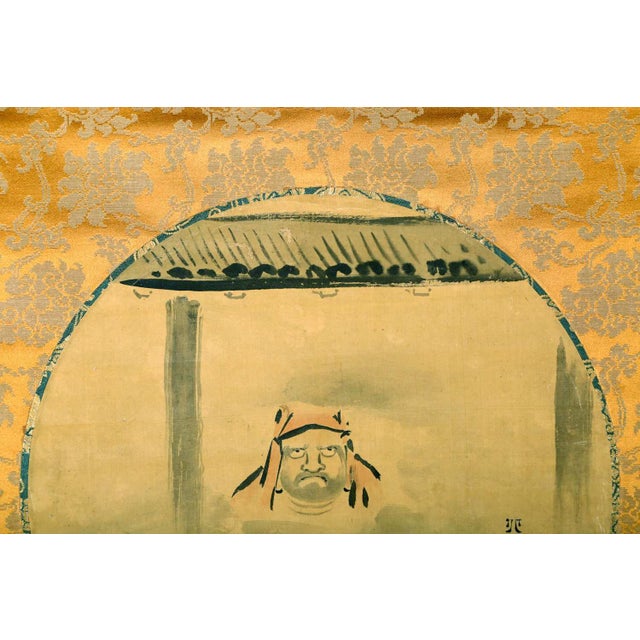 Textile Japanese Silk Scroll of Daruma Hanabusa Itcho Edo Period For Sale - Image 7 of 11
