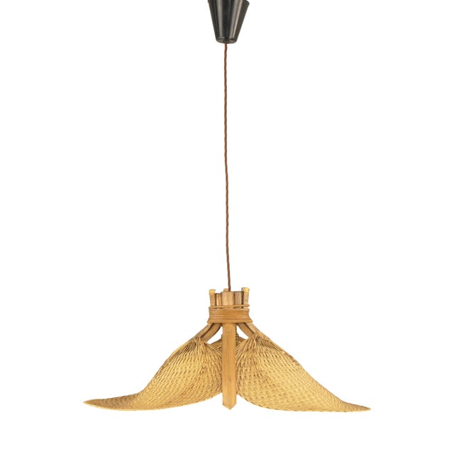 Chandelier in Woven Palm Leaves, Germany, 1970s For Sale