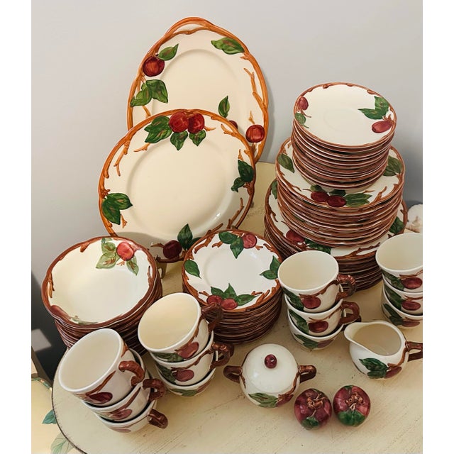 1950s 1950s Franciscan Apple Dinnerware Complete Set of 78 Pieces Serving 12 For Sale - Image 5 of 11