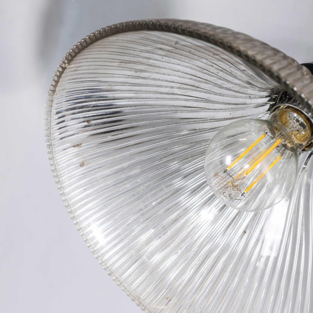 Vintage Black Holophane Prismatic Glass Adjustable Lamp, 1940s For Sale - Image 10 of 11