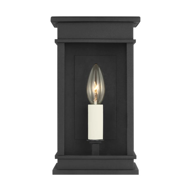 Chapman & Myers by Visual Comfort Studio Cupertino 1-Light Outdoor Medium Lantern Sconce in Textured Black For Sale - Image 9 of 9