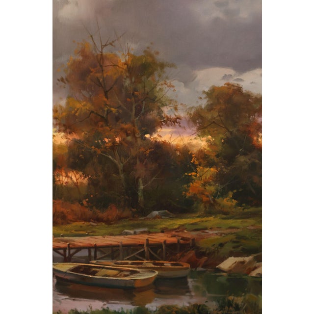 Salvador Caballero Tarde De Pesca Landscape Oil Painting For Sale - Image 9 of 18