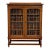 Antique English Bookcase Cabinet Double Door Leaded Wavy Glass Oak c.1930s For Sale