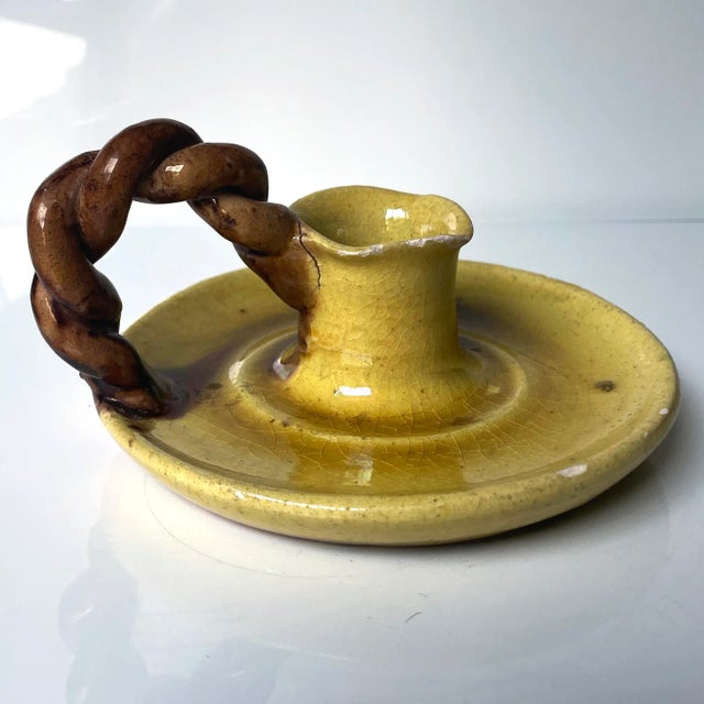 French Vallauris Finger Loop Candle Holder With Rope Detail For Sale - Image 4 of 8