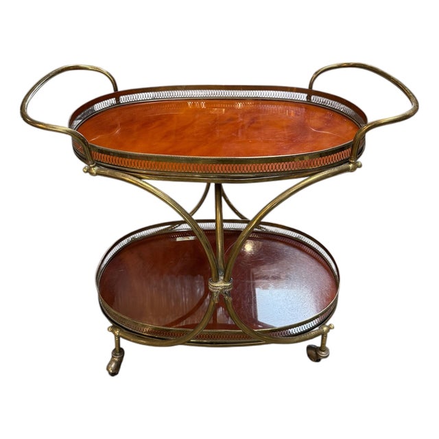 Italian Brass and Lacquered Bar Cart, 1950s For Sale