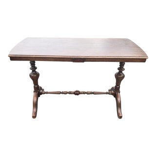 Antique Versatile Walnut Fold-Leaf Console Library Table Dining Table, C. 1910s For Sale