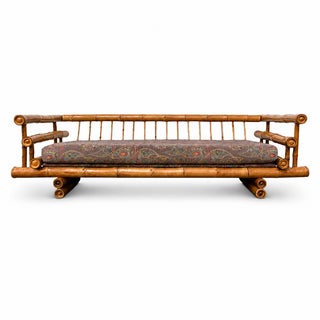 1970s Monumental Vintage Boho Elephant Bamboo Loveseat For Sale