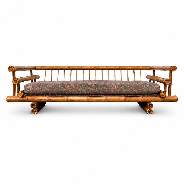 1970s Monumental Vintage Boho Elephant Bamboo Loveseat For Sale