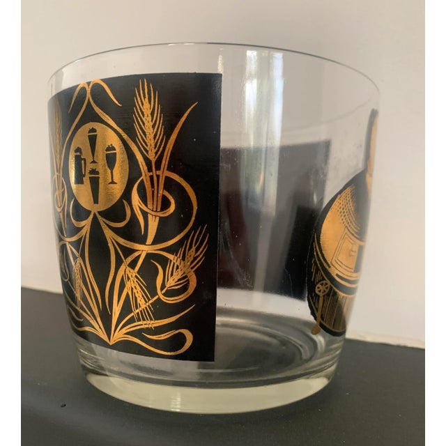 Mid 20th Century Ice Bucket Mid-Century Modern Black & Gold Glass For Sale - Image 5 of 6