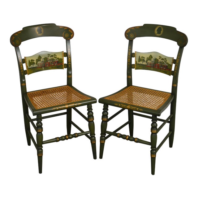 Hitchcock Thomas Jefferson Monticello Limited Edition Painted Pair Chairs (A) For Sale
