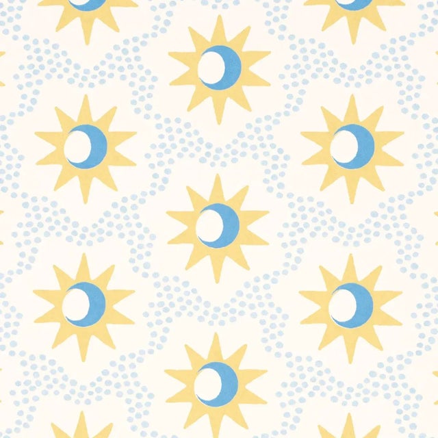 Contemporary SAMPLE - Schumacher Lucie Wallpaper In Yellow & Sky For Sale - Image 3 of 5