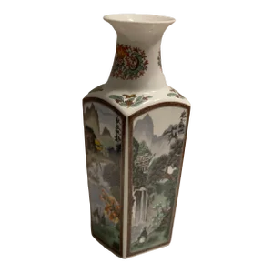 Vintage Japanese Porcelain Vase Hand Painted Toyo Sansui Landscapes Japan