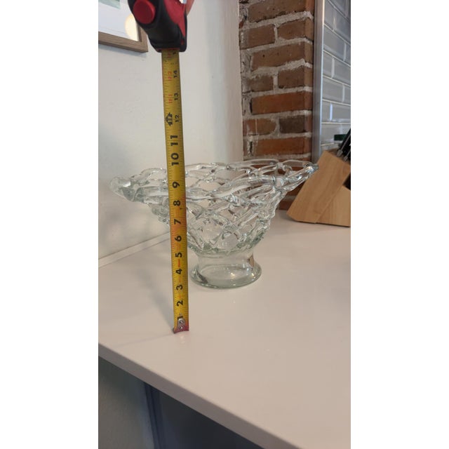 Mid 20th Century Murano-Style Lattice Blown Glass Bowl For Sale In Denver - Image 6 of 6