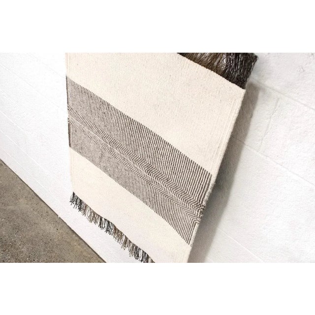 Beige Vintage Mid Century Modern Artisan-Crafted Handmade Wool Rug For Sale - Image 8 of 11