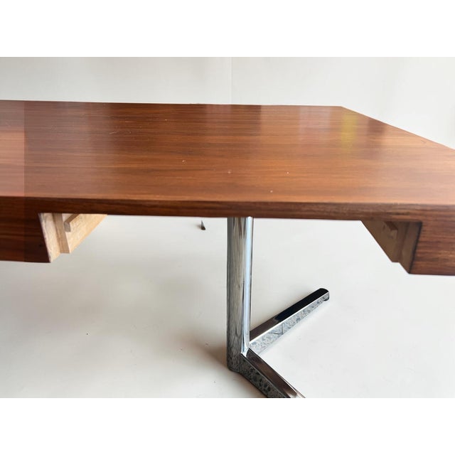 Large Vintage Executive Desk in Walnut and Chrome in the style of Florence Knoll, 1970s For Sale - Image 9 of 12