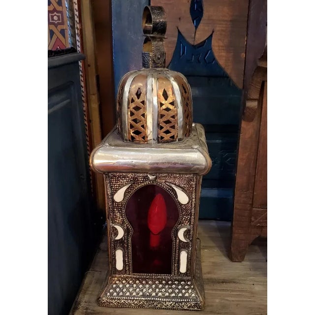 Red Moroccan Koutoubia Table Lamp or Lantern, Handmade For Sale - Image 9 of 9