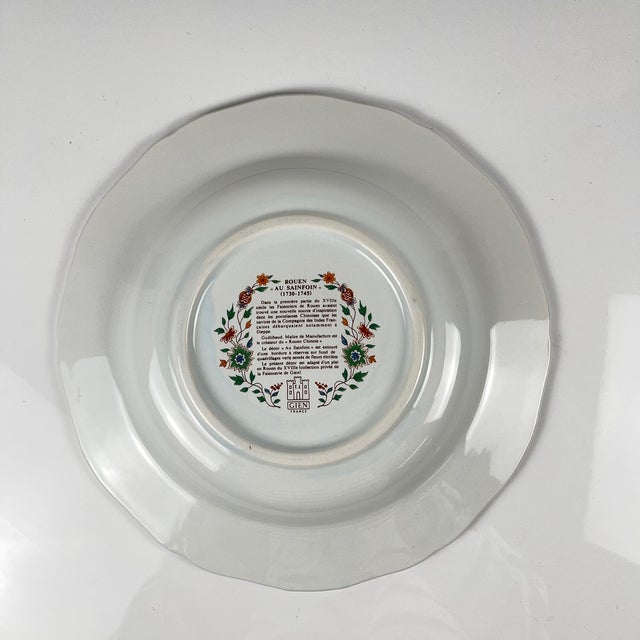Ceramic Semi-Hollow Round Dish with Rouen Sainfoin Pattern from Gien, 1990 For Sale - Image 7 of 8