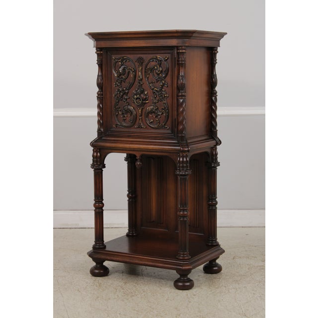 Baroque Antique Carved Walnut Baroque Style Liquor Cabinet For Sale - Image 3 of 14