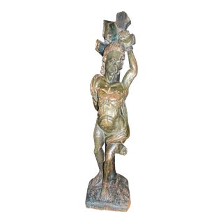 Italian Carved Wood Statue For Sale