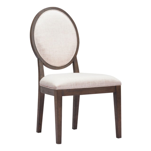 Mila Dark Brown and Beige Performance Fabric Side Chair, Set of 2 For Sale