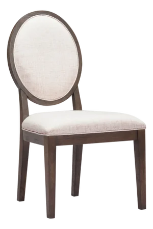 Mila Dark Brown and Beige Performance Fabric Side Chair, Set of 2