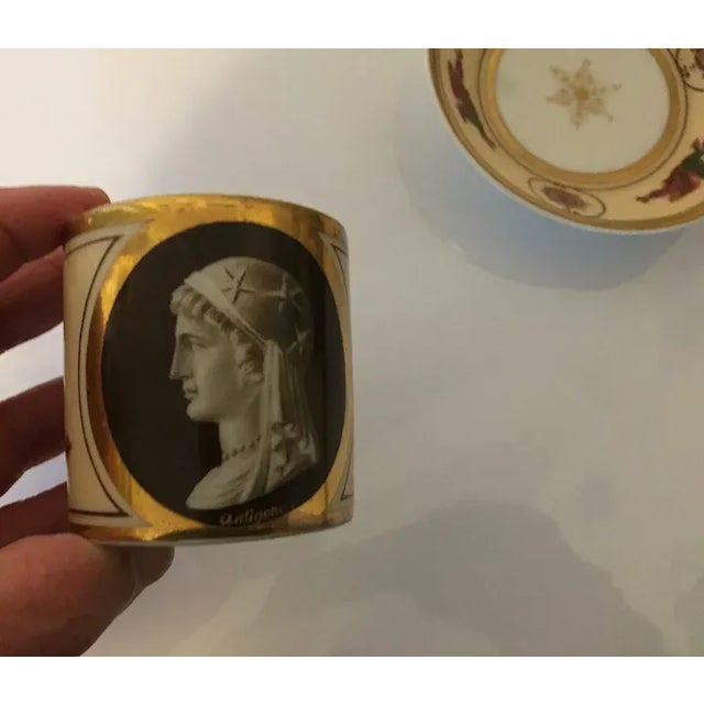 Antique Early 19th Century French Empire Porcelain La Courtille Tea Cup & Saucer - A Pair For Sale - Image 12 of 13