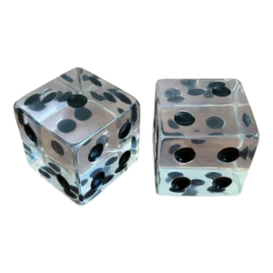Mid 20th Century Oversized Lucite Dice Bookends Attributed to Charles Hollis Jones