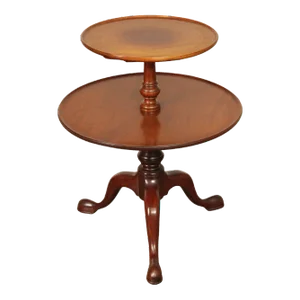 1970s Kittinger Mahogany Queen Anne 2 Tier Dumbwaiter Side Table