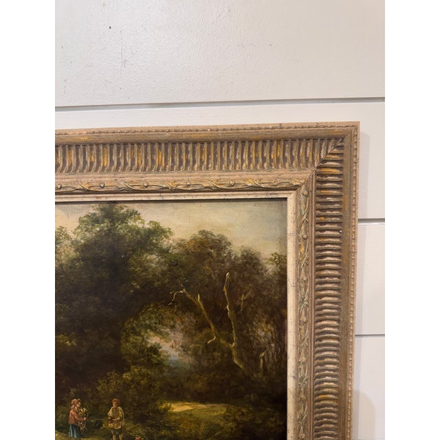 19th Century 19th Century Oil on Canvas "In the Woodland Clearing" For Sale - Image 5 of 10