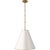 Modern Thomas O'Brien for Visual Comfort Signature Goodman Medium Hanging Light in Hand-Rubbed Antique Brass with Antique White Shade For Sale - Image 3 of 4